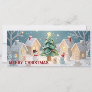 Festive Christmas Tree and Snowmen Scene