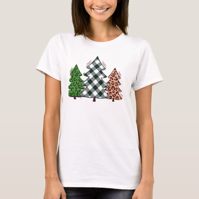 Festive Christmas Tree Collage Shirt - Holiday Tee (Front)