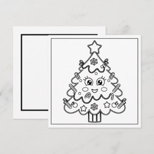 Festive Christmas tree colouring Holiday Card