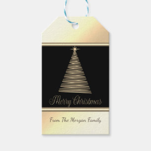 Festive Christmas Tree,Gold - Personalised Gift Tags
