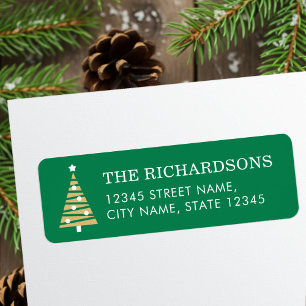Festive Christmas Tree Green Return Address