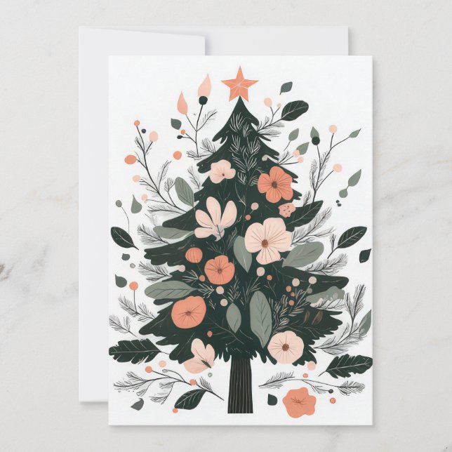 Festive Christmas Tree Greeting Card (Front)