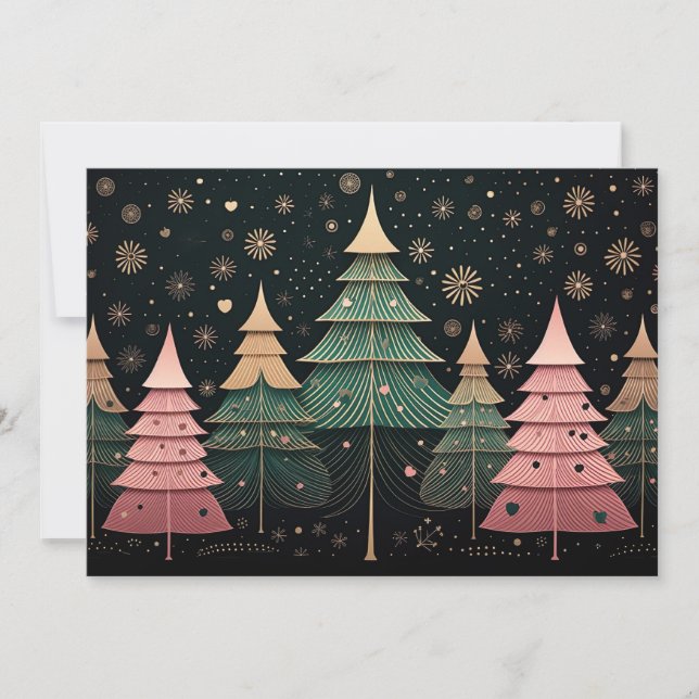 Festive Christmas Tree Greeting Card (Front)
