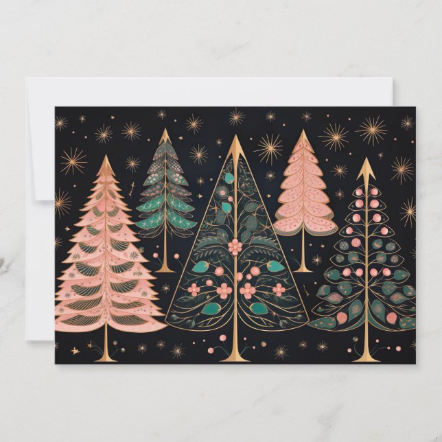 Festive Christmas Tree Greeting Card (Front)