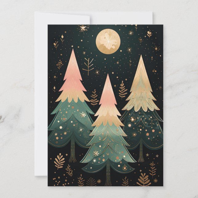 Festive Christmas Tree Greeting Card (Front)