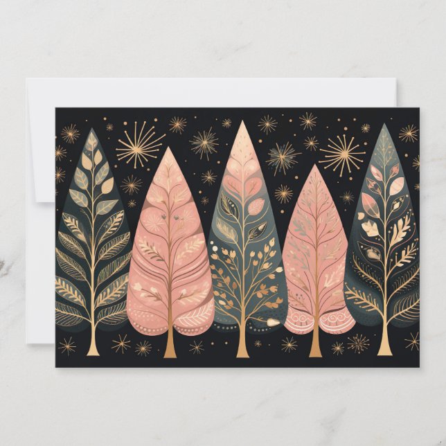 Festive Christmas Tree Greeting Card (Front)