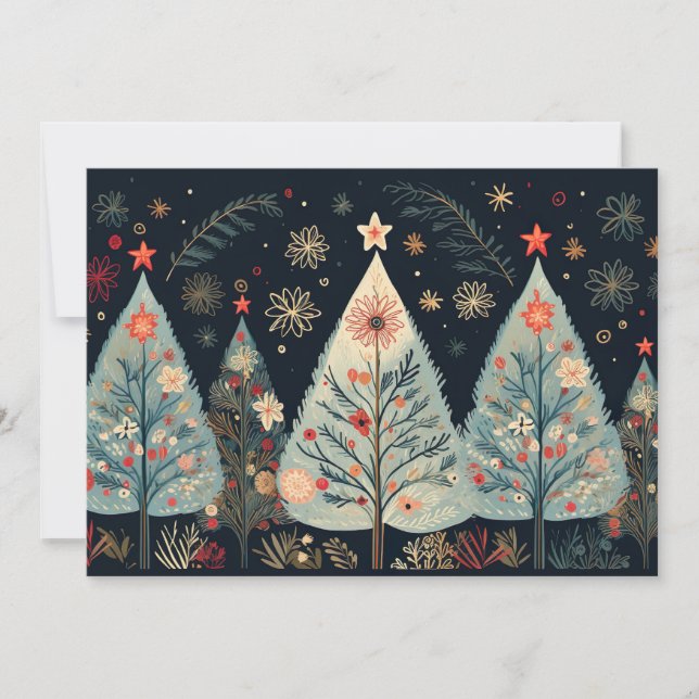Festive Christmas Tree Greeting Card (Front)