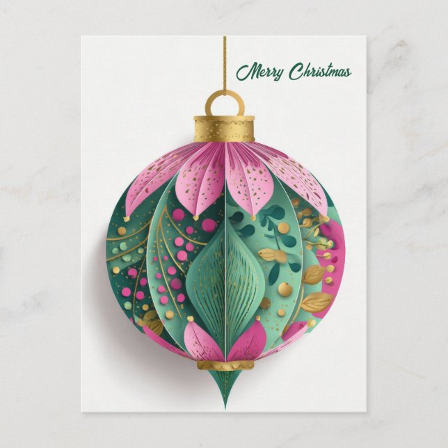 Festive Christmas Tree Greeting Holiday Postcard (Front)