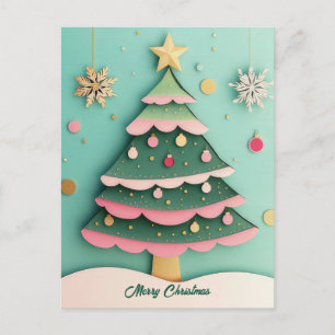 Festive Christmas Tree Greeting Holiday Postcard