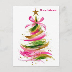 Festive Christmas Tree Greeting Holiday Postcard