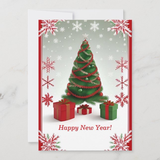 Festive Christmas Tree in Snowy Winter Invitation (Front)