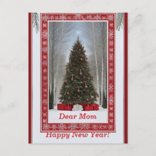 Festive Christmas Tree in Snowy Winter Postcard