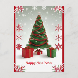 Festive Christmas Tree in Snowy Winter Postcard