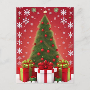 Festive Christmas Tree in Snowy Winter Postcard