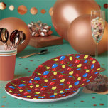 Festive Christmas tree lights  Paper Plate<br><div class="desc">Celebrate the holidays with a festive design of Colourful Christmas tree lights on a red background.</div>