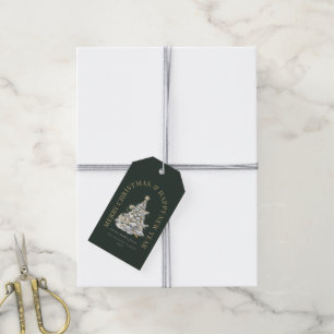 Festive Christmas Tree Modern Green Gift Tags