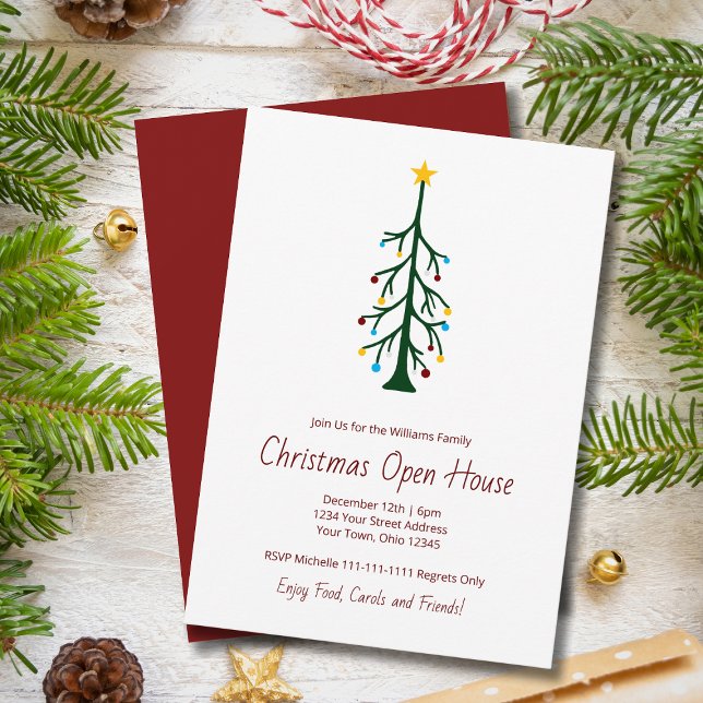Festive Christmas Tree Modern Holiday Party  Invitation (Creator Uploaded)