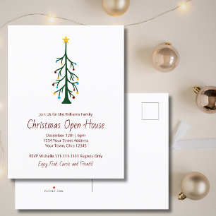 Festive Christmas Tree Modern Holiday Party  Invitation Postcard