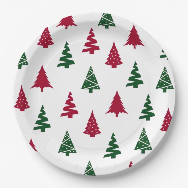 Festive Christmas Tree Paper Plates (Front)