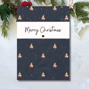 Festive Christmas Tree Pattern in Midnight Blue Holiday Card