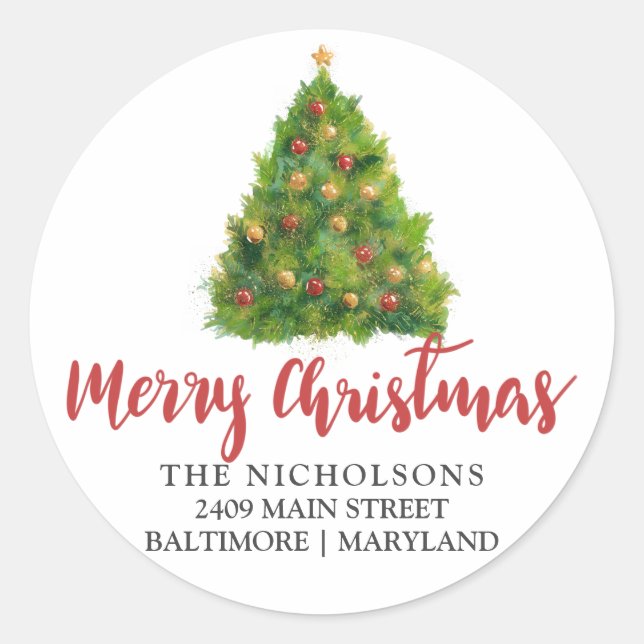 Festive Christmas Tree | Return Address Label (Front)