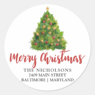 Festive Christmas Tree Return Address Label