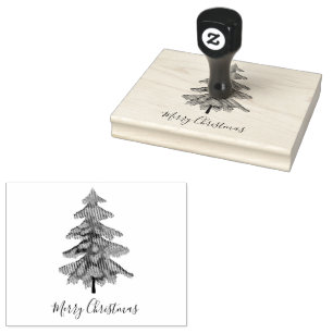 Festive Christmas Tree Rubber Stamp
