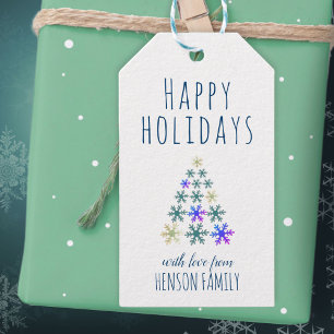 Festive Christmas tree Snowflakes Holiday Gift Tags