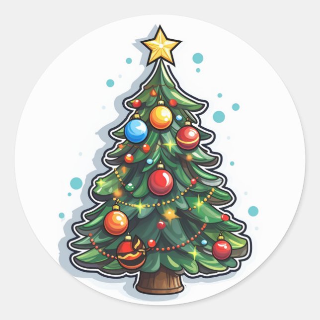 Festive Christmas Tree Sticker (Front)