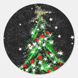 Festive Christmas Tree Sticker Abstract (On Black)