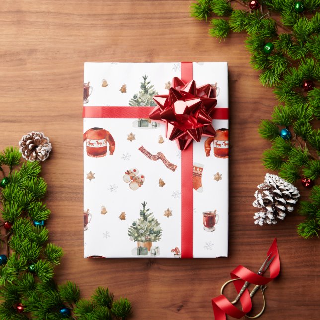 Festive Christmas Tree & Ugly Sweater Wrapping Paper (Holiday Gift)
