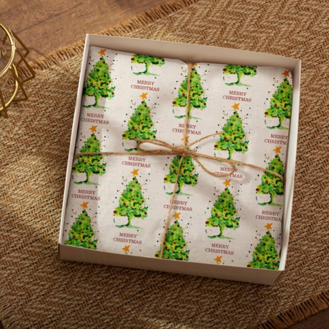 Festive Christmas Tree Watercolor Tissue Paper (Creator Uploaded)