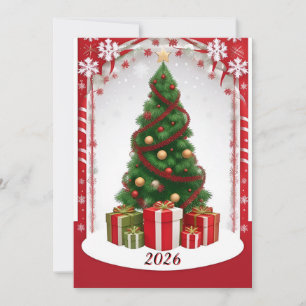 Festive Christmas Tree With Ornaments Invitation