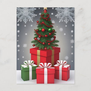 Festive Christmas Tree With Ornaments Postcard