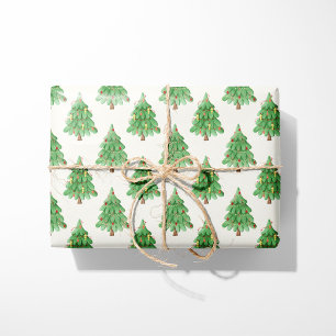 Festive Christmas Trees - Cream Background Wrapping Paper
