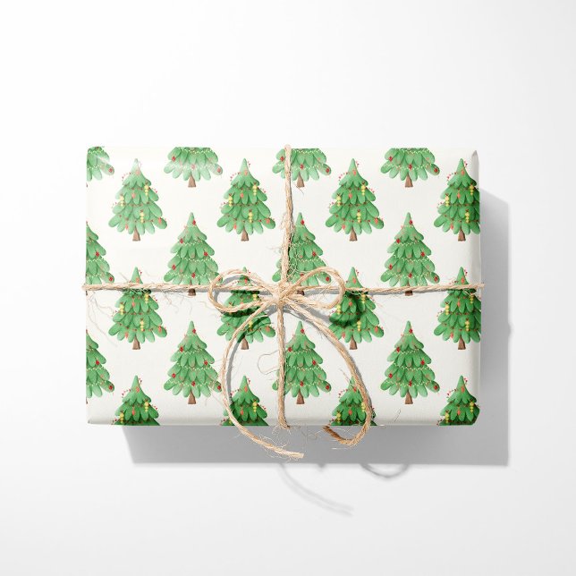 Festive Christmas Trees - Cream Background Wrapping Paper (Creator Uploaded)