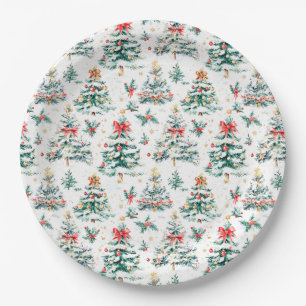 Festive Christmas Trees Paper Plate