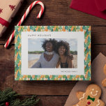 Festive Christmas Trees Pattern Photo Happy Holiday Card<br><div class="desc">A modern take on a classic Christmas holidays pattern with this minimalist and simple collection,  to customise with your own greeting text and family picture.</div>