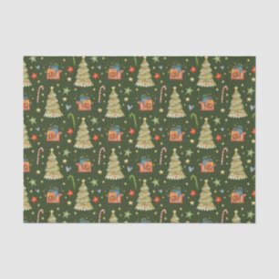 Festive Christmas Trees, Presents and Decorations Tissue Paper