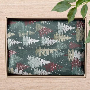 Festive Christmas Trees Winter Snow Holiday Tissue Paper