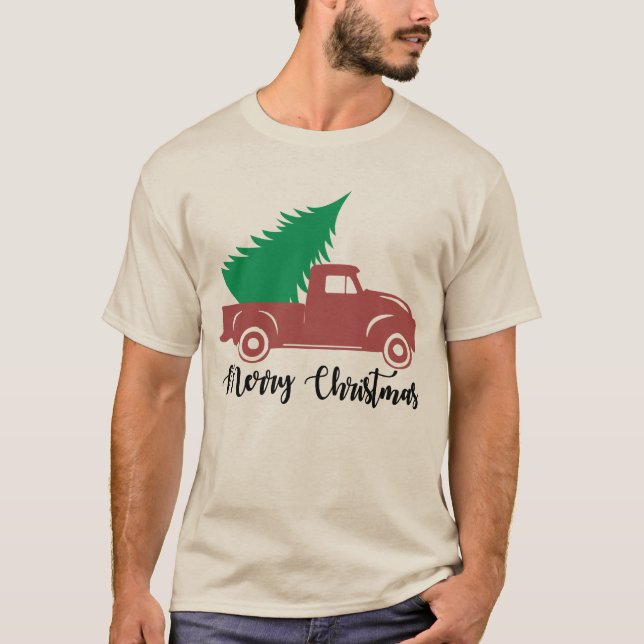 Festive Christmas truck and tree T-Shirt (Front)