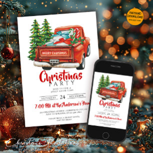 Festive Christmas Truck - Simple Christmas Party Invitation