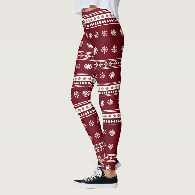 Festive Christmas ugly sweater tiled pattern  Leggings (Left)