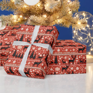 Festive Christmas ugly sweater tiled pattern Wrapping Paper