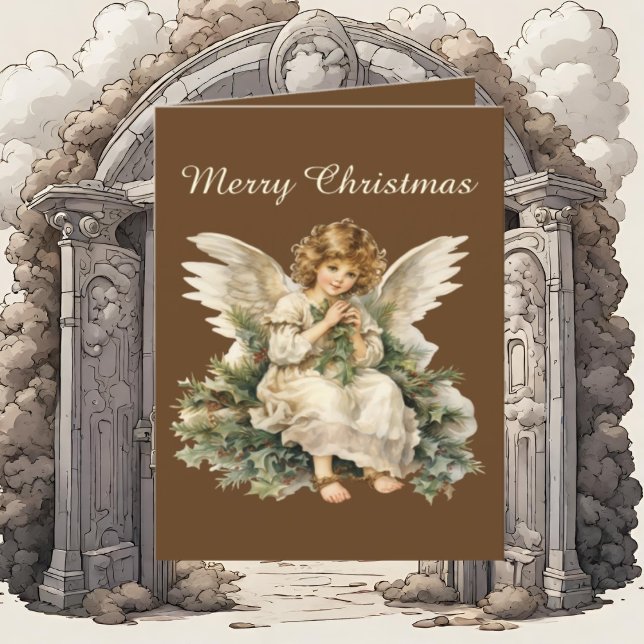 Festive Christmas watercolor Angel add text  Holiday Card (Creator Uploaded)