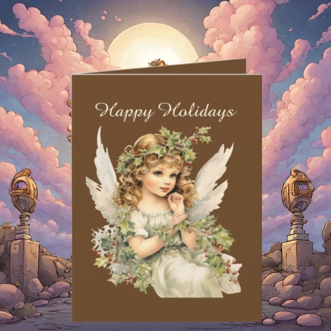 Festive Christmas watercolor Angel add text Holiday Card (Creator Uploaded)