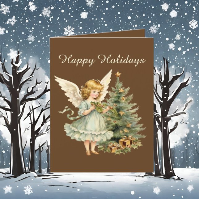 Festive Christmas watercolor Angel add text Holiday Card (Creator Uploaded)