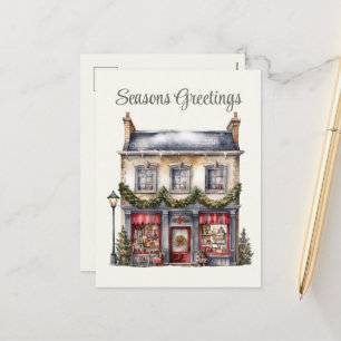Festive Christmas watercolor business Holiday Postcard