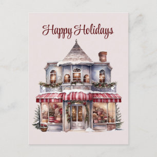 Festive Christmas watercolor business Holiday Postcard