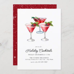 Festive Christmas Watercolor Cocktail Party Invi Invitation